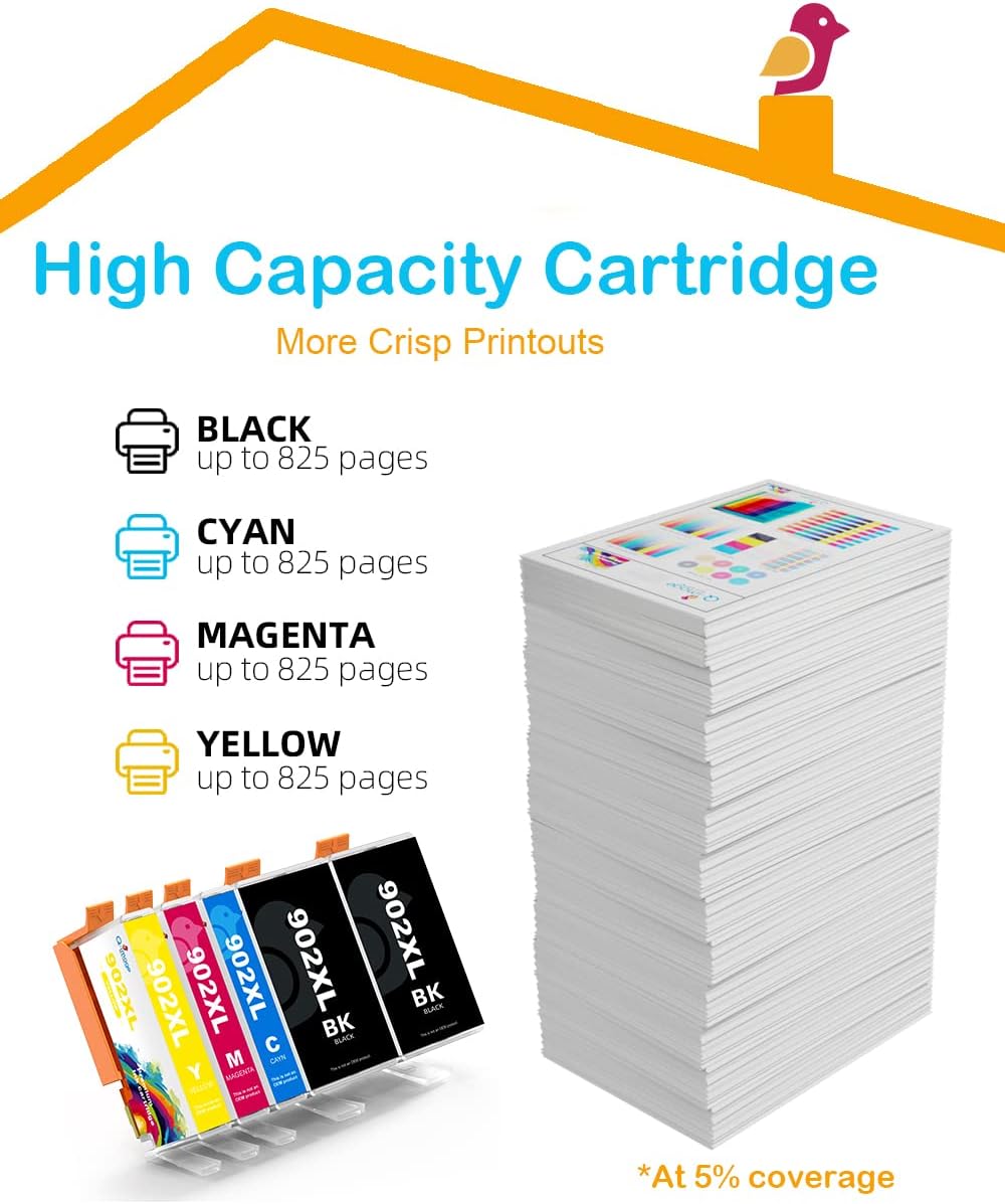 Compatible Ink Cartridge 5 Pack for HP Officejet Pro Printer (2 Black, Cyan, Magenta, Yellow) S63388