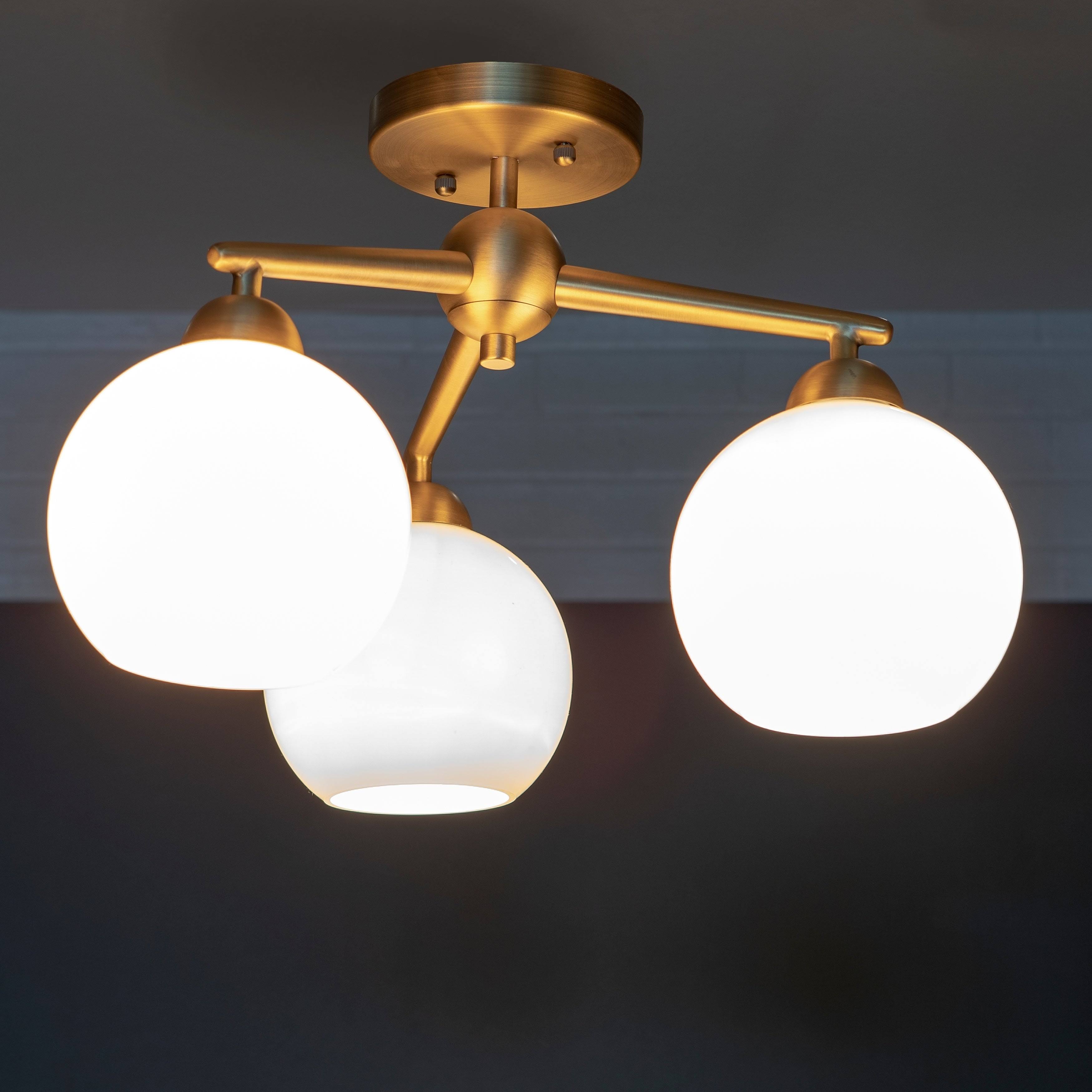 3-Light Glass Semi-Flush Lighting Y578