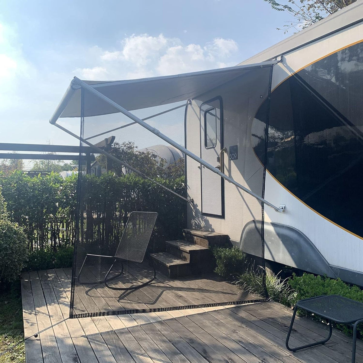 Black Mesh RV Awning Side Sun Shade Screen Kit Pack of 2 M3096