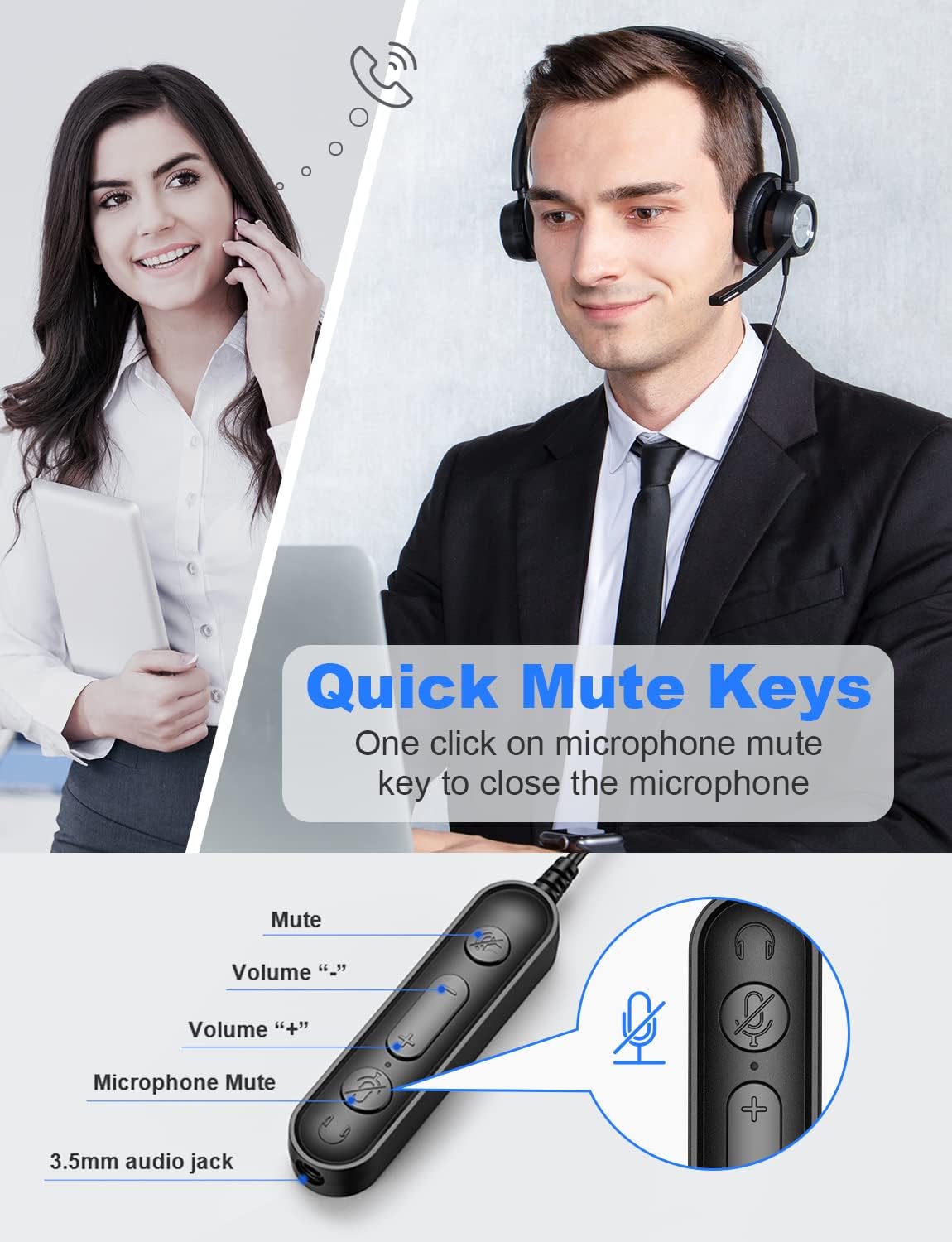 Wired USB Headset with Noise Cancelling Mic Y855205