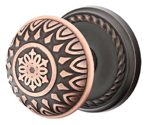 Solid Brass Door Knob Set with Rope Rosette M765379