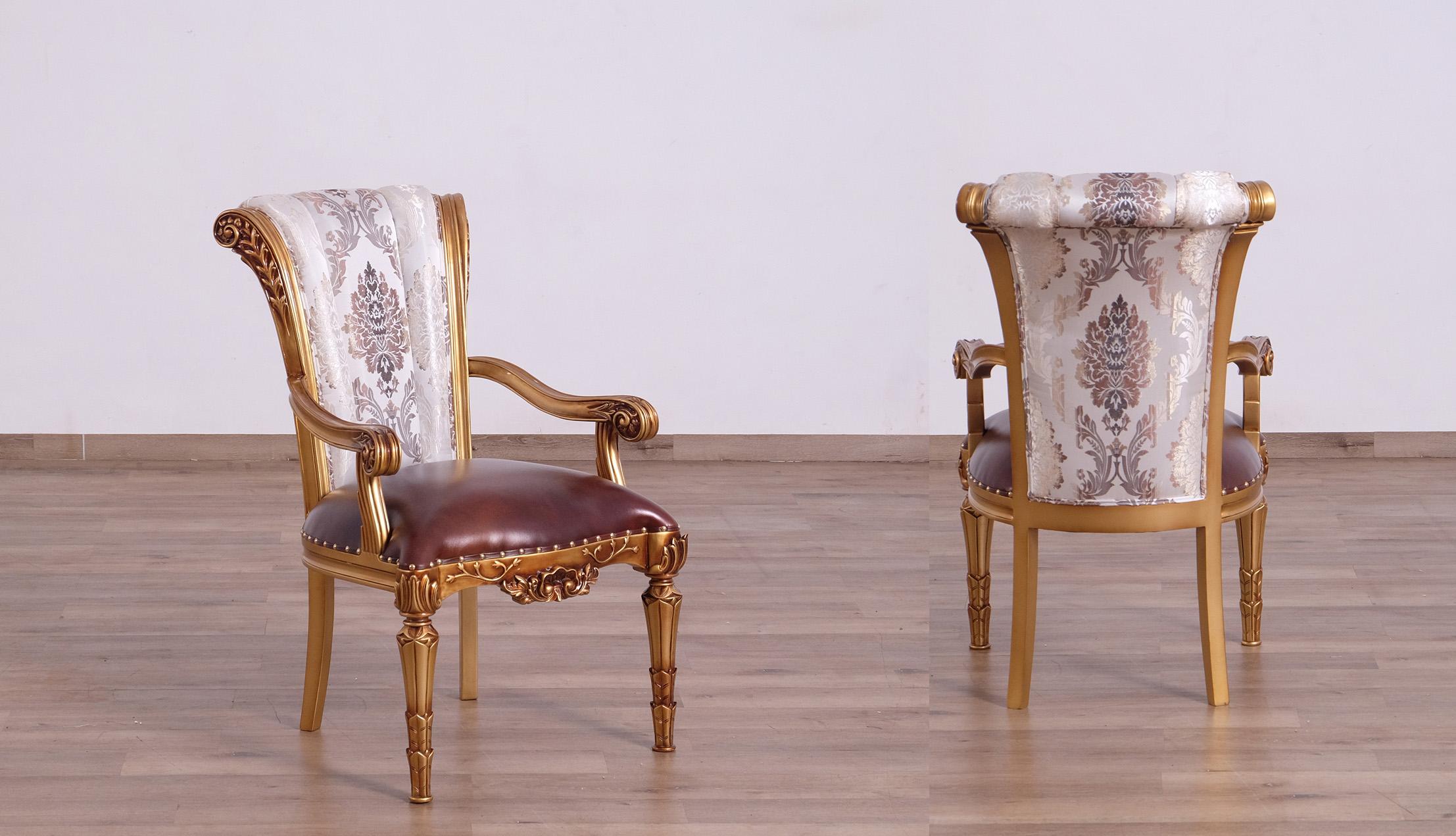 Antique Bronze & Pearl Arm Chair Set 2Pcs V660839