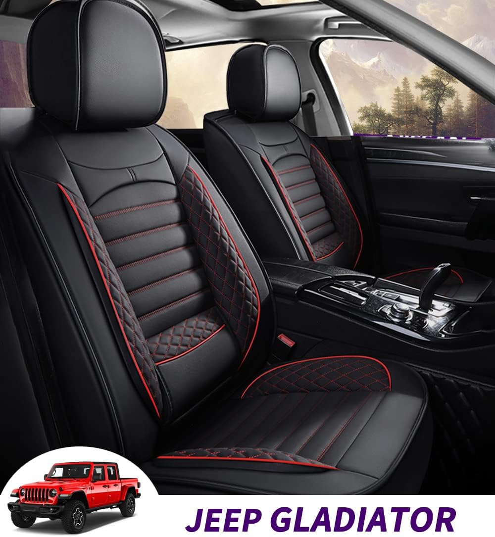 Black Faux Leather Car Seat Covers B459