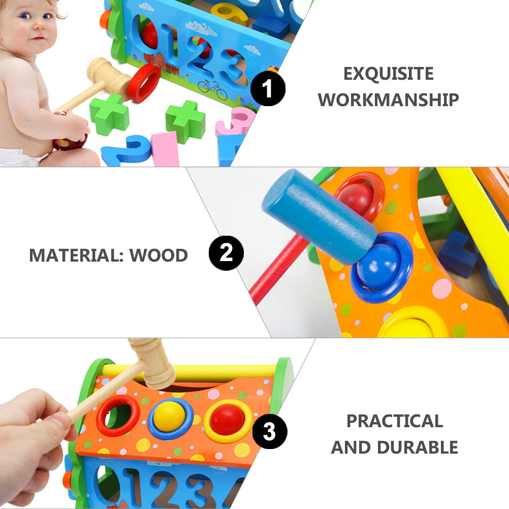 Wooden House Building Block Numbers Shape Matching Game Playset D422233