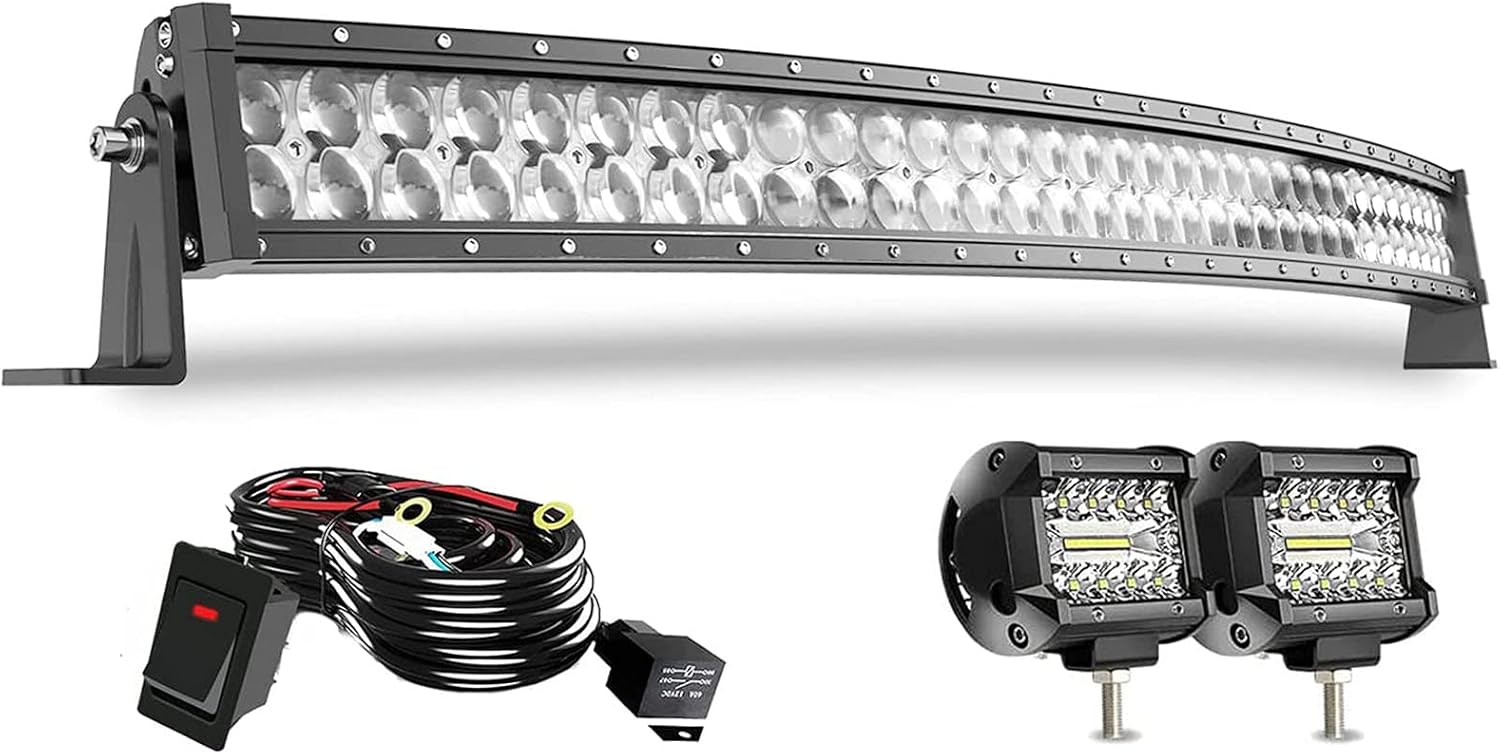 52 inch Curved LED Light Bar Kit with 4PCS Spot LED Pods Fog Lights W156014