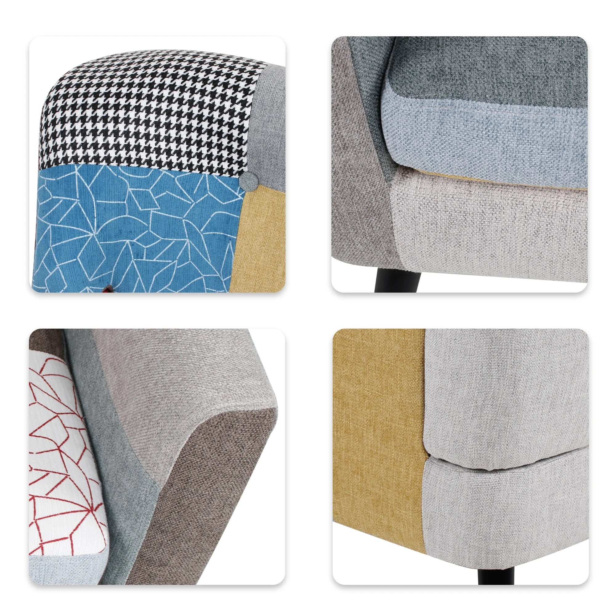 Patchwork Fabric Accent Chair E1922