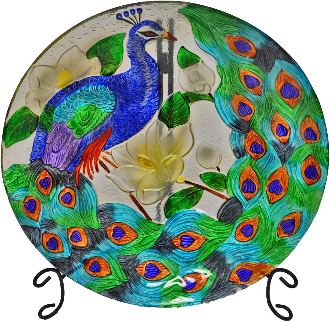Deep Hand Painted Glass Plate, 18 by 3-Inch B3574