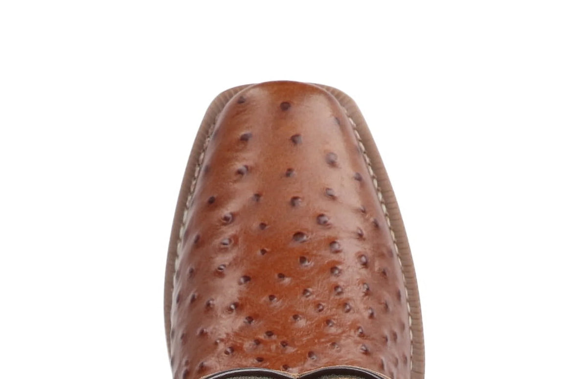 Cognac Square Toe Ostrich Print Performance Boot M89841
