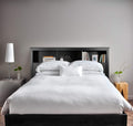 Queen Size Solid Black Wood Bookcase Headboard V9689