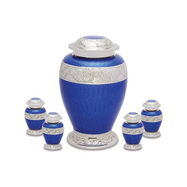 Blue Adult Cremation Urn with 4 Tokens K695