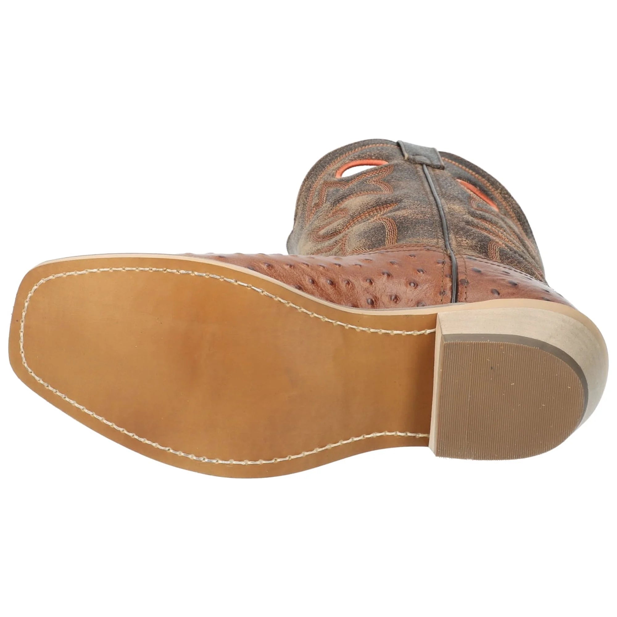Cognac Square Toe Ostrich Print Performance Boot M89841