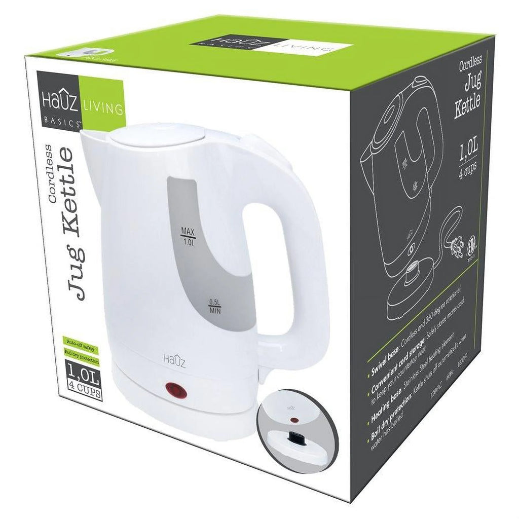 Cordless Kettle 1 Liters, 1000 Watts, White G111170
