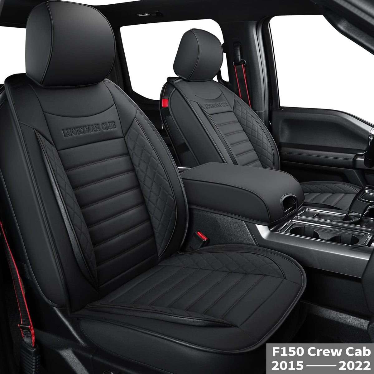 Black Rear Faux Leather Back Seat Covers V38481