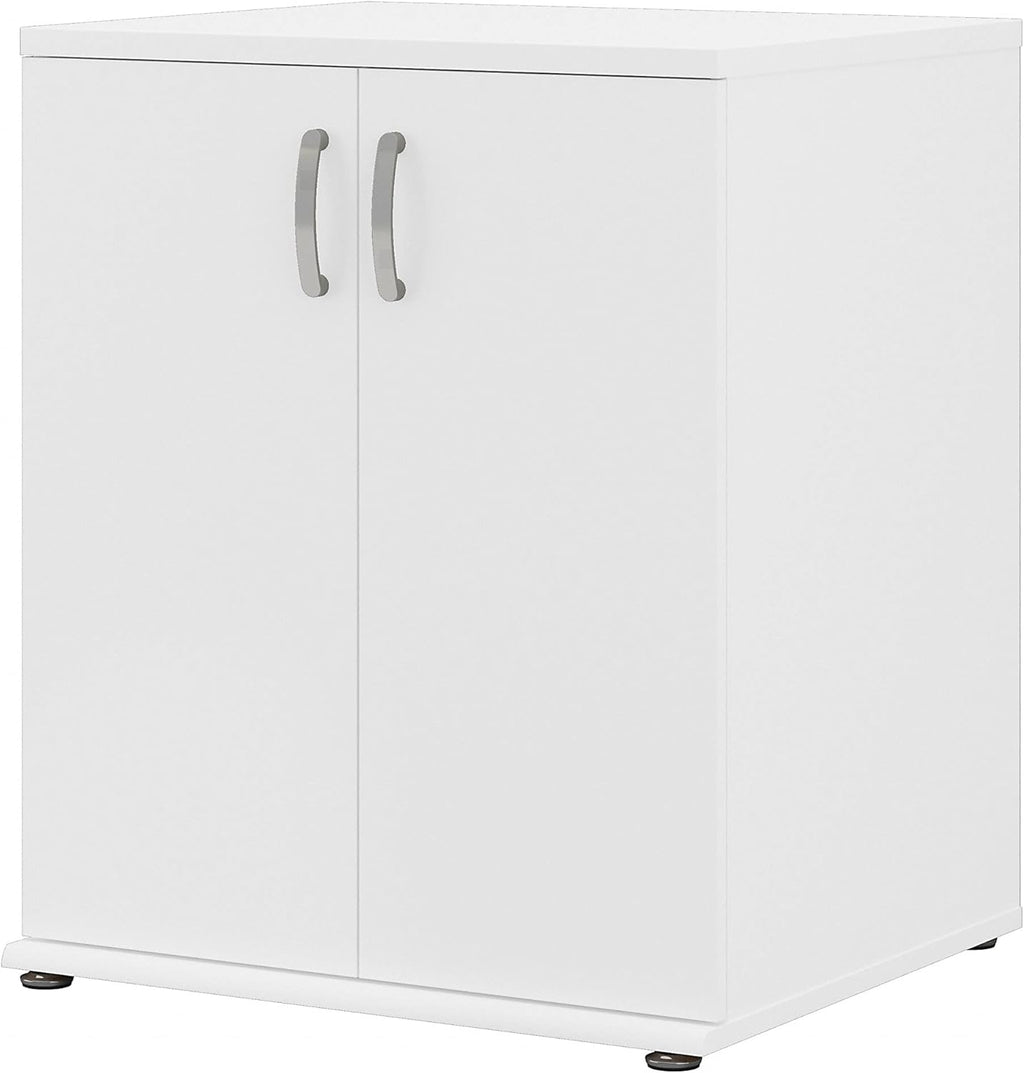 White Floor Storage Cabinet with Doors and Shelves R932343