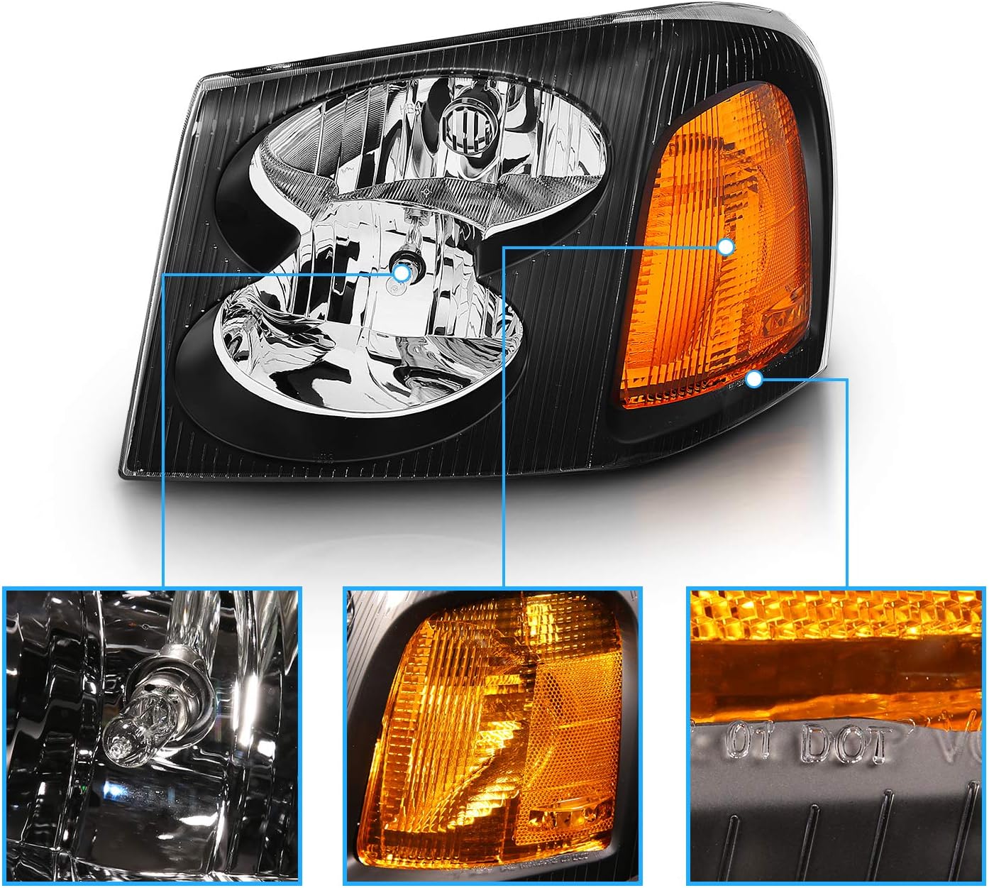 Black Replacement Headlights Set N8938