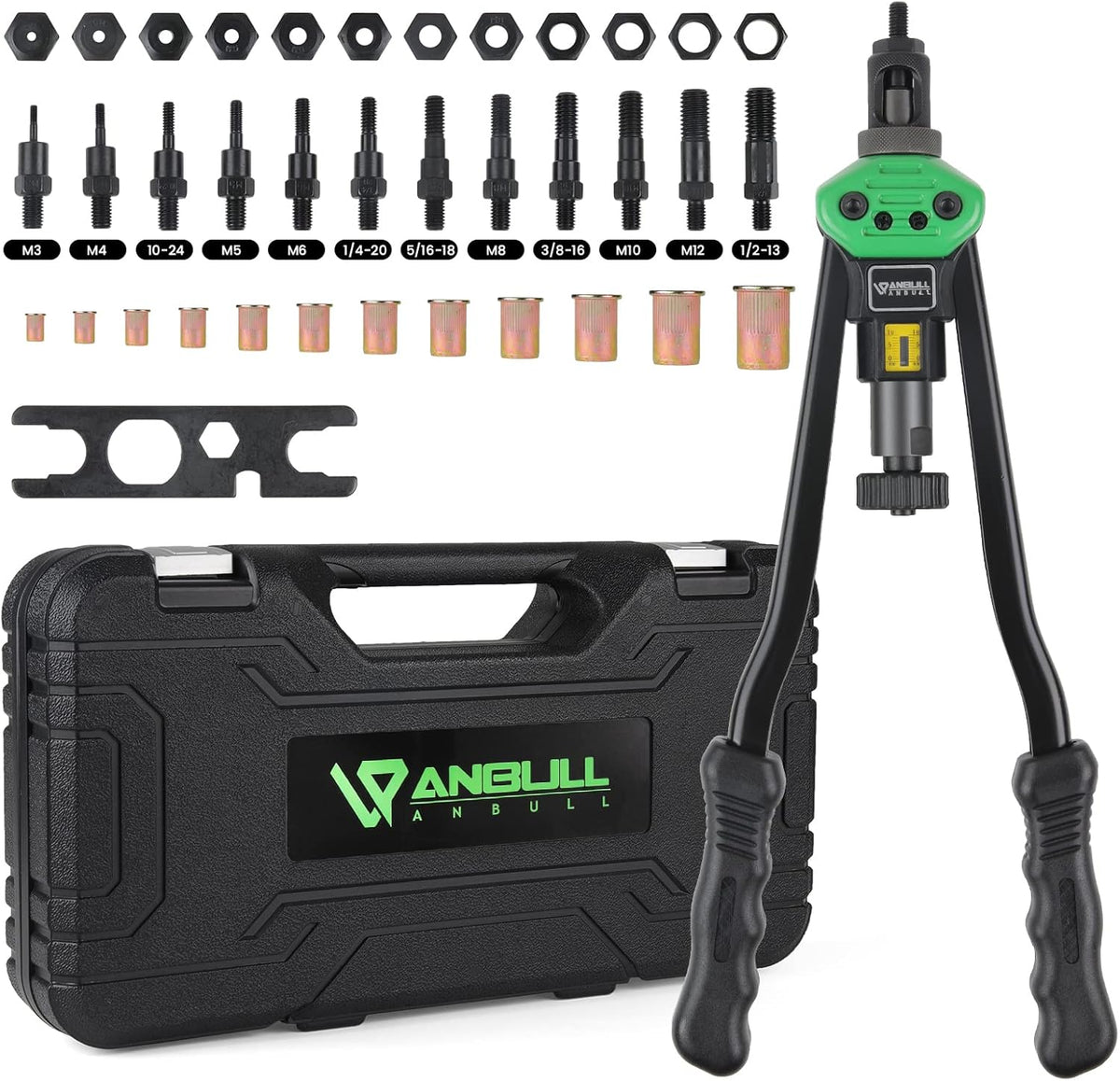 16 Rivet Tool Kit with 120PCS Rivet Nuts & Plastic Case P68516