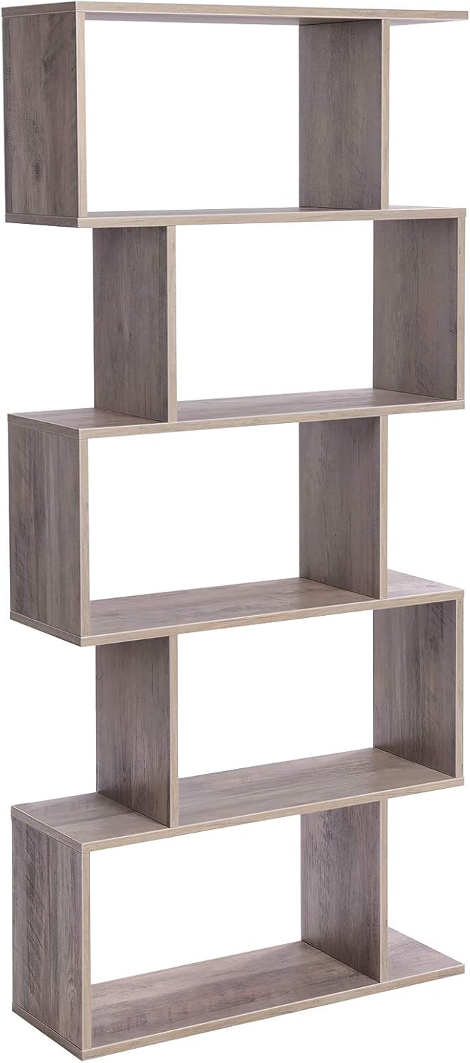 Rustic Brown 5-Tier Wooden Bookcase E980468