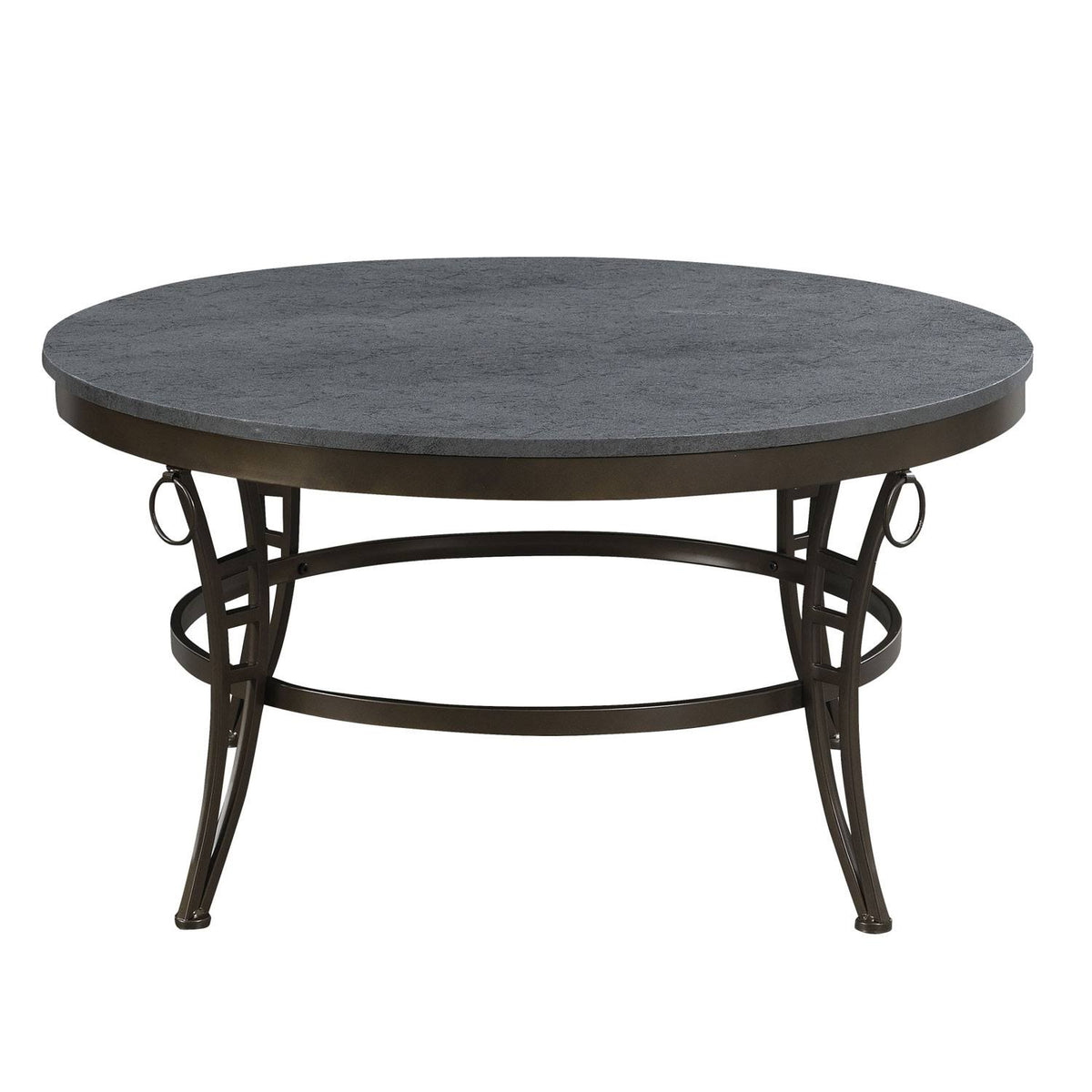 Cathedral Gray And Black Round Coffee Table With Metal Legs M1709
