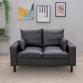 Black Faux Leather 2-Seat Sofa with Wood Leg F209418
