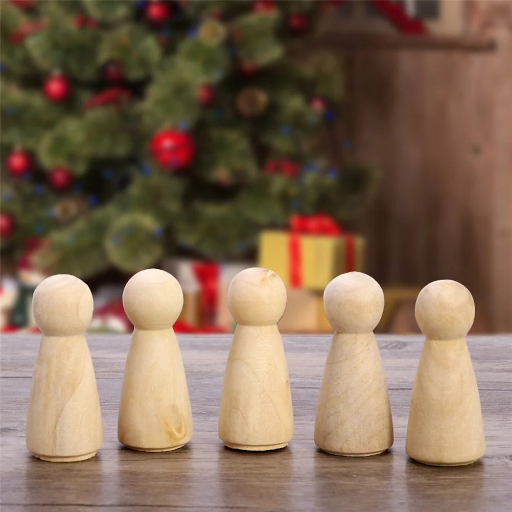 10 Pcs Unfinished Wooden Peg Dolls E33809