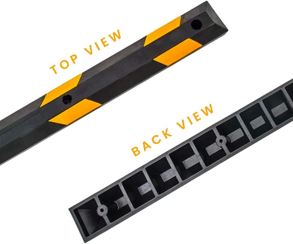 Rubber Parking Curb Wheel Stopper Block 72" Wide Black/Yellow Reflective, Pack of 2 Z32133