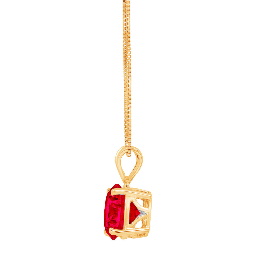 18K Yellow Gold Simulated Ruby Pendant with 16" Chain K580