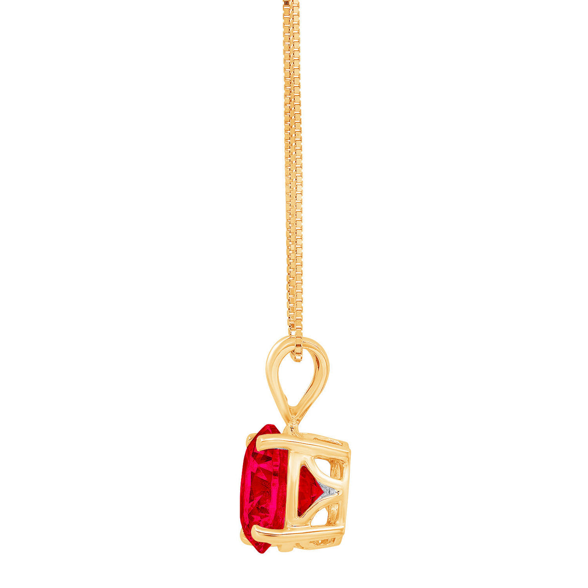 18K Yellow Gold Simulated Ruby Pendant with 16" Chain K580