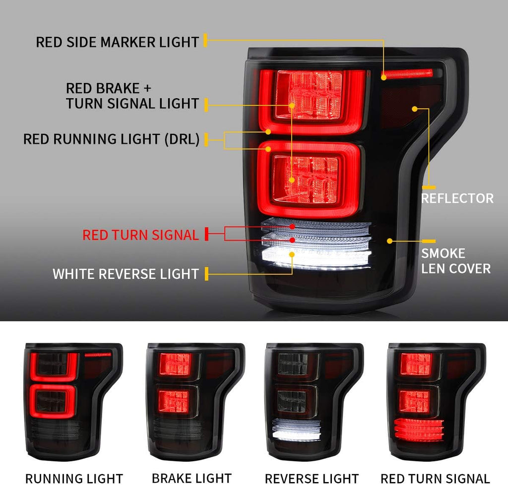 LED Projector Headlights with Smoked Taillights with Red Turn Signal Lights G32096