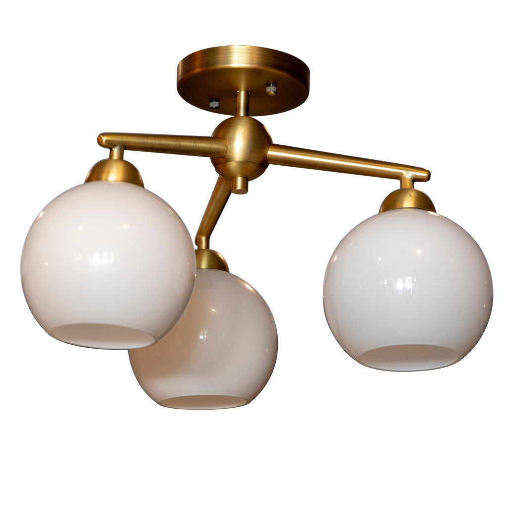 3-Light Glass Semi-Flush Lighting Y578