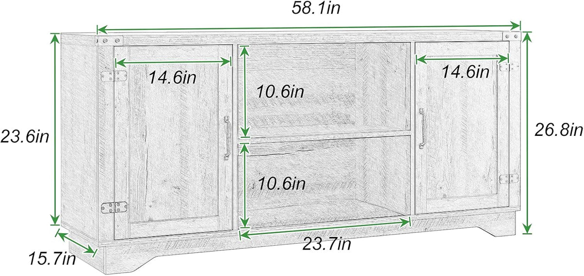 TV Console Entertainment Center with Storage Shelves, Supports TV Upto 65 Inches U7242