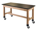 Black Wood Science Lab Table with Phenolic Top and Casters V928