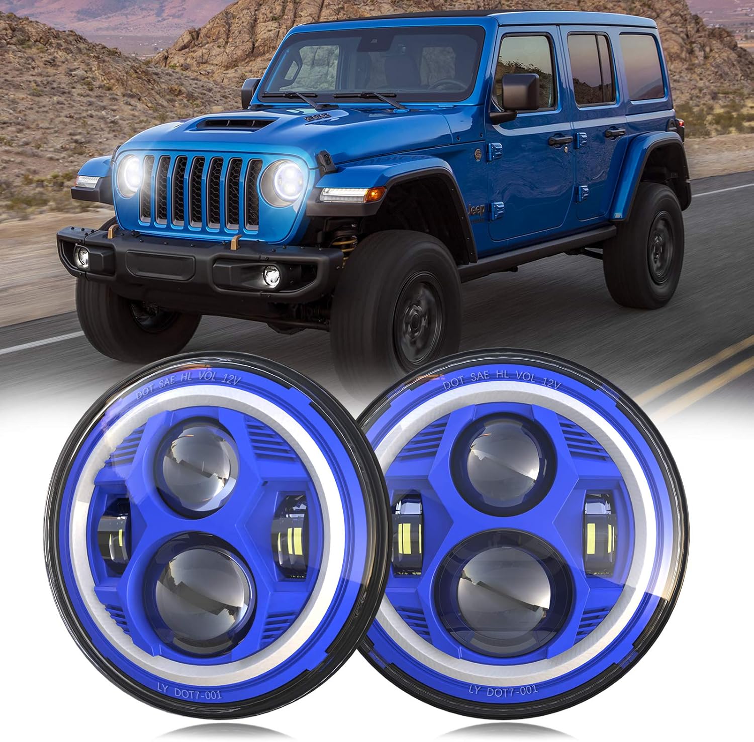7 Inch Round LED Headlight with DRL, 1 Pair P723258