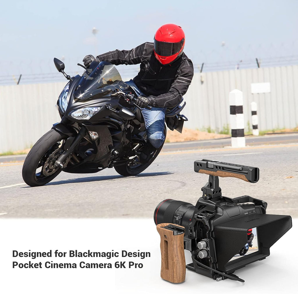 Camera Cage Accessory Kit with Top Handle Wooden Side Handle HDMI Cable Clamp SSD Clamp Sunhood NATO Rail Screen Protector V551317