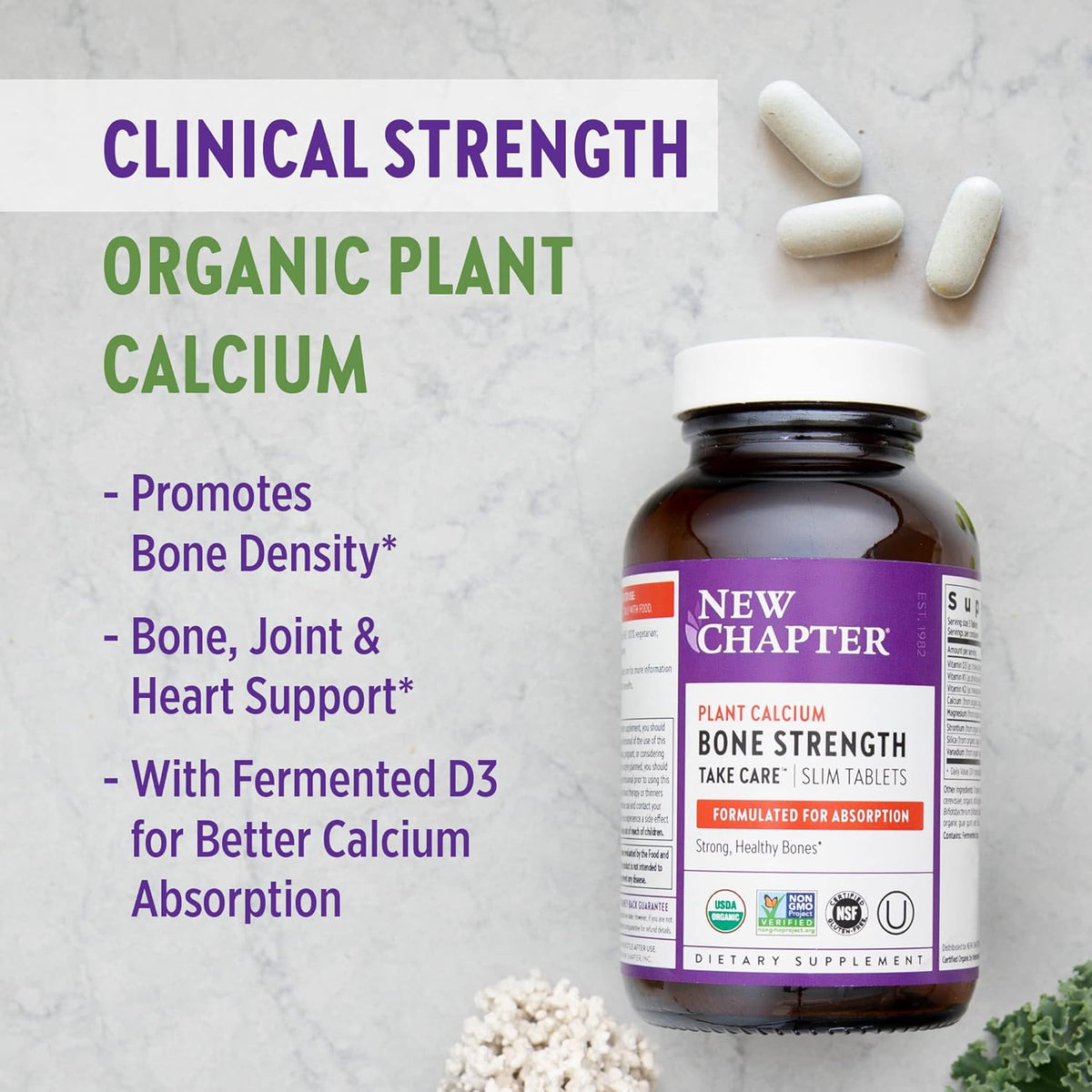 Calcium Supplement with Vitamin K2 + D3 + Magnesium, Vegetarian, Gluten Free, 180 Count, Pack of 2 Y63135