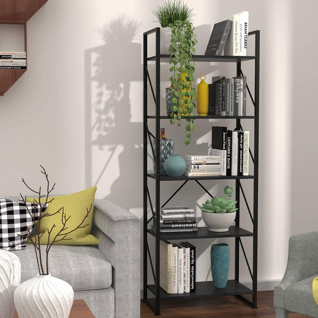 5 Tier Industrial Ladder Shelf Bookcase F3318