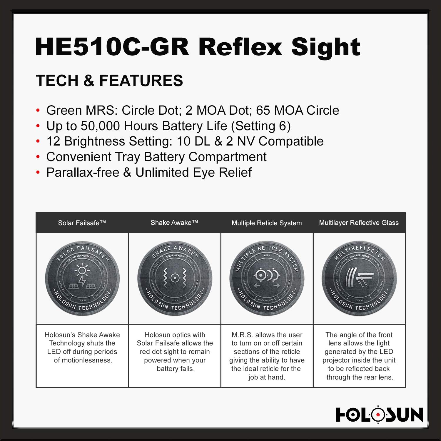 Open Reflex Optical Sight with Super Green LED E8817