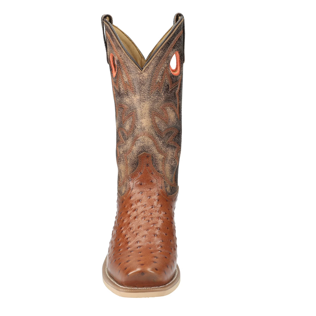 Cognac Square Toe Ostrich Print Performance Boot M89841