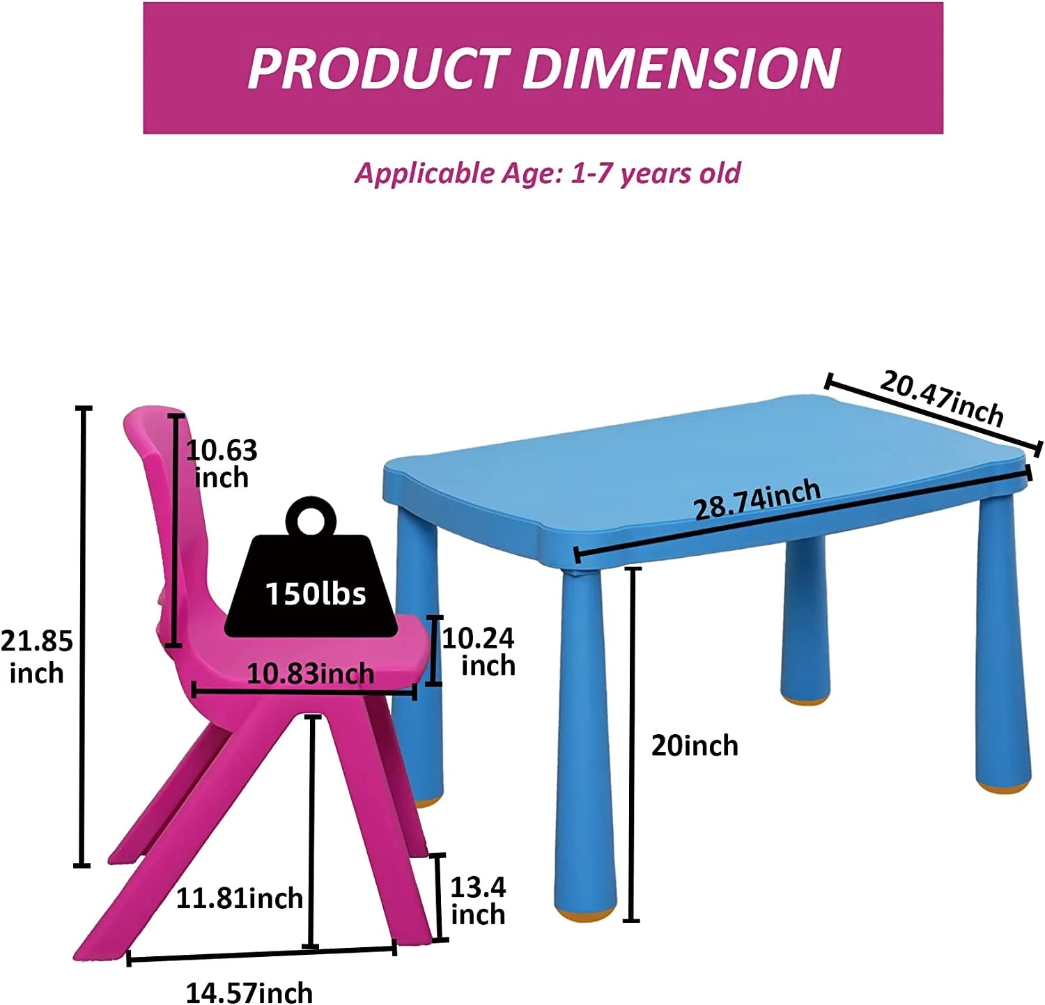 5 Pieces Plastic Toddler Kids Table and Chair Set G3349