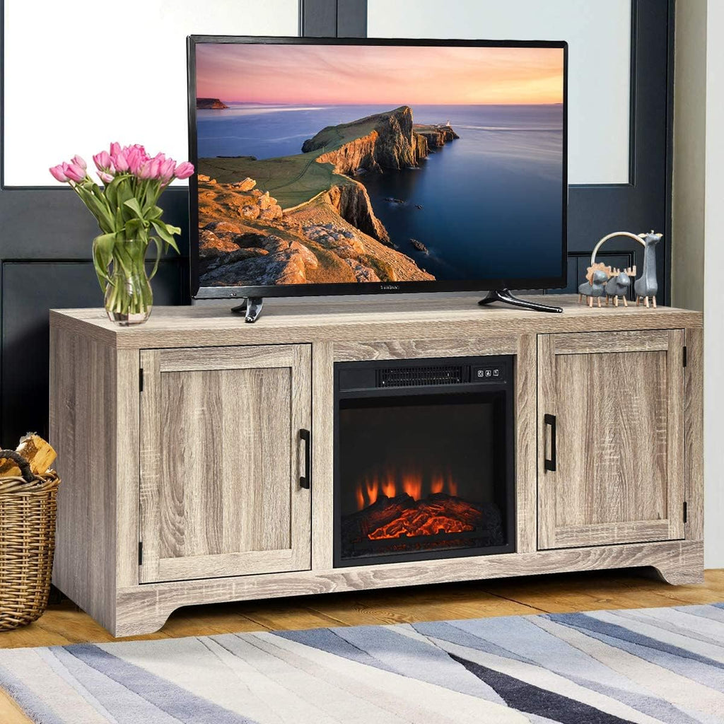 Fireplace Stand Media Storage Cabinet Console with Electric Fireplace with Remote Control N727769