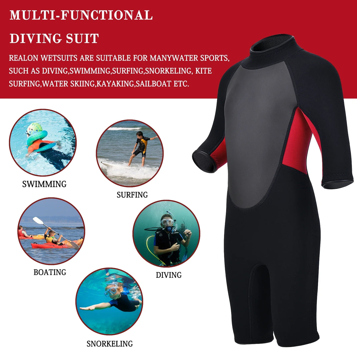 3mm Neoprene Back Zip Kids Wetsuit S13784