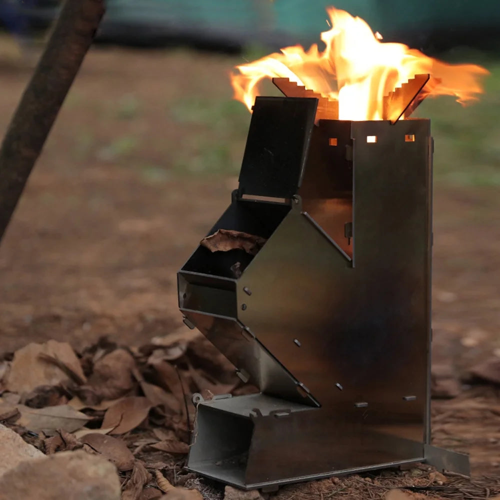 Outdoor Collapsible Wood Burning Portable Stainless Steel Rocket Stove N3560