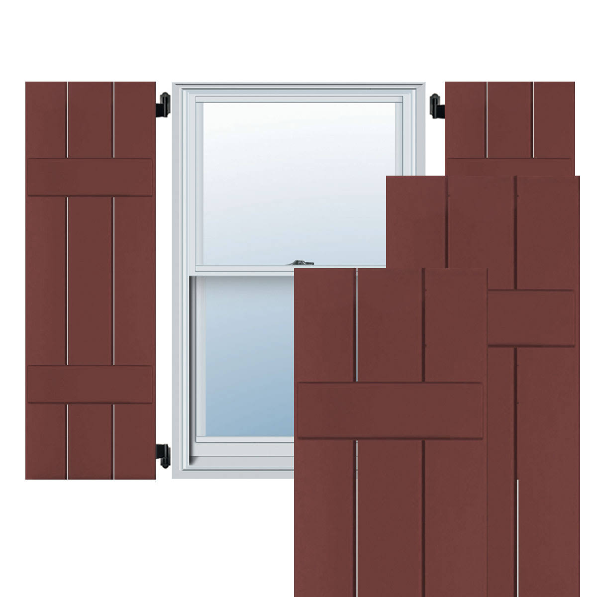 Cottage Red Real Wood Cedar Board-n-Batten Shutters (Per Pair) N752772