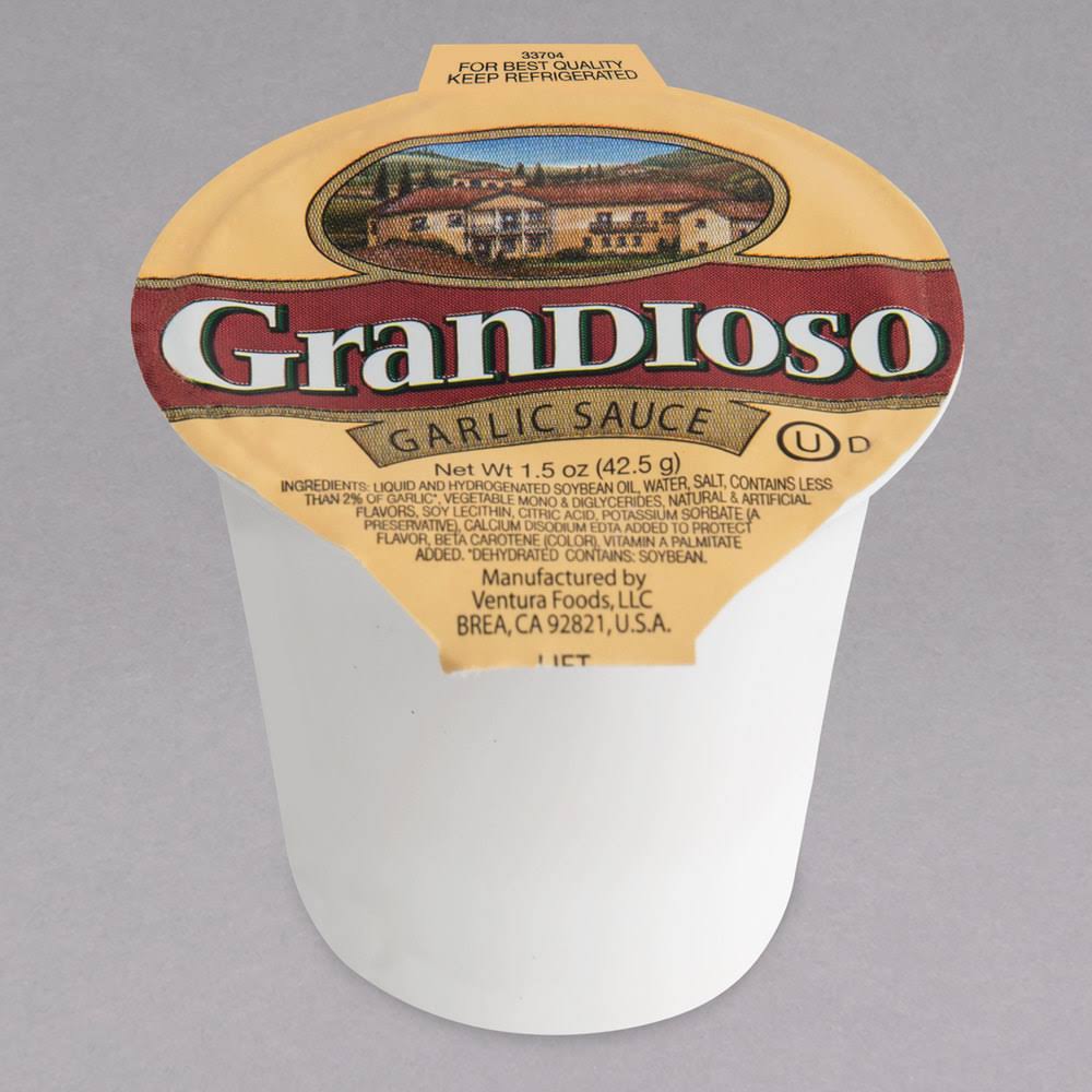 Garlic Liquid Sauce, 0.09 Pound Cup - 96 per Case N6965