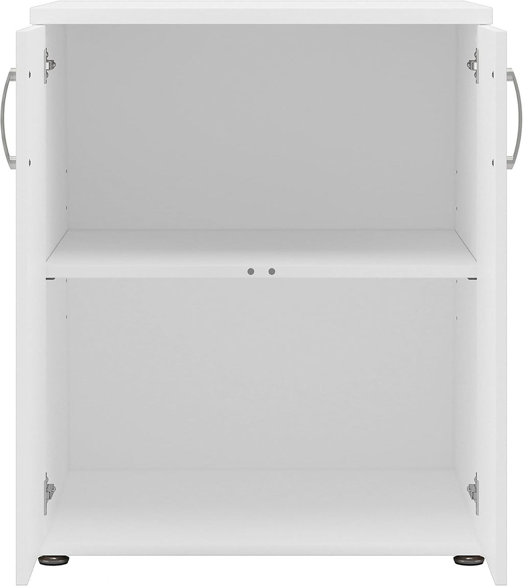 White Floor Storage Cabinet with Doors and Shelves R932343