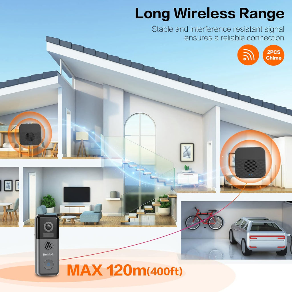 2K Wireless Video Doorbell Camera with Night Vision H74684