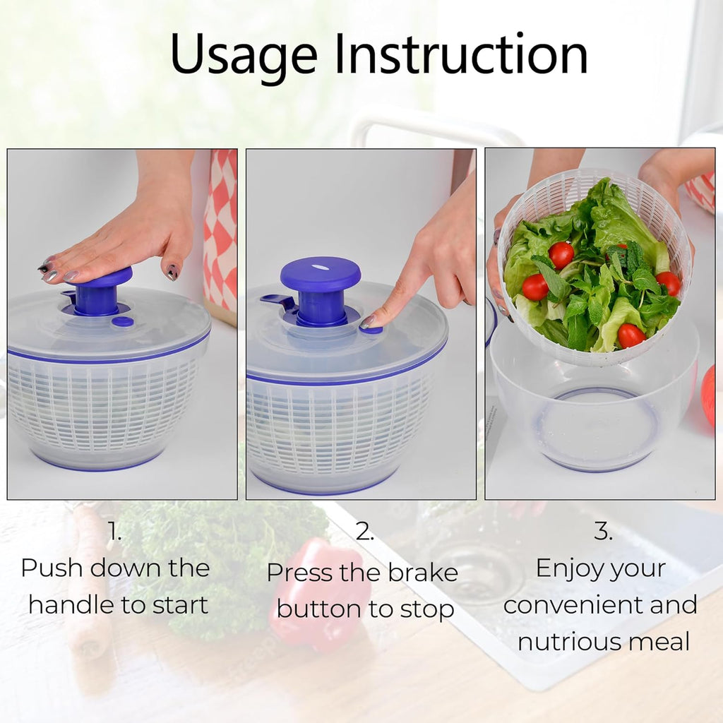 2L One-handed Salad Spinner with Salad Bowl O800798