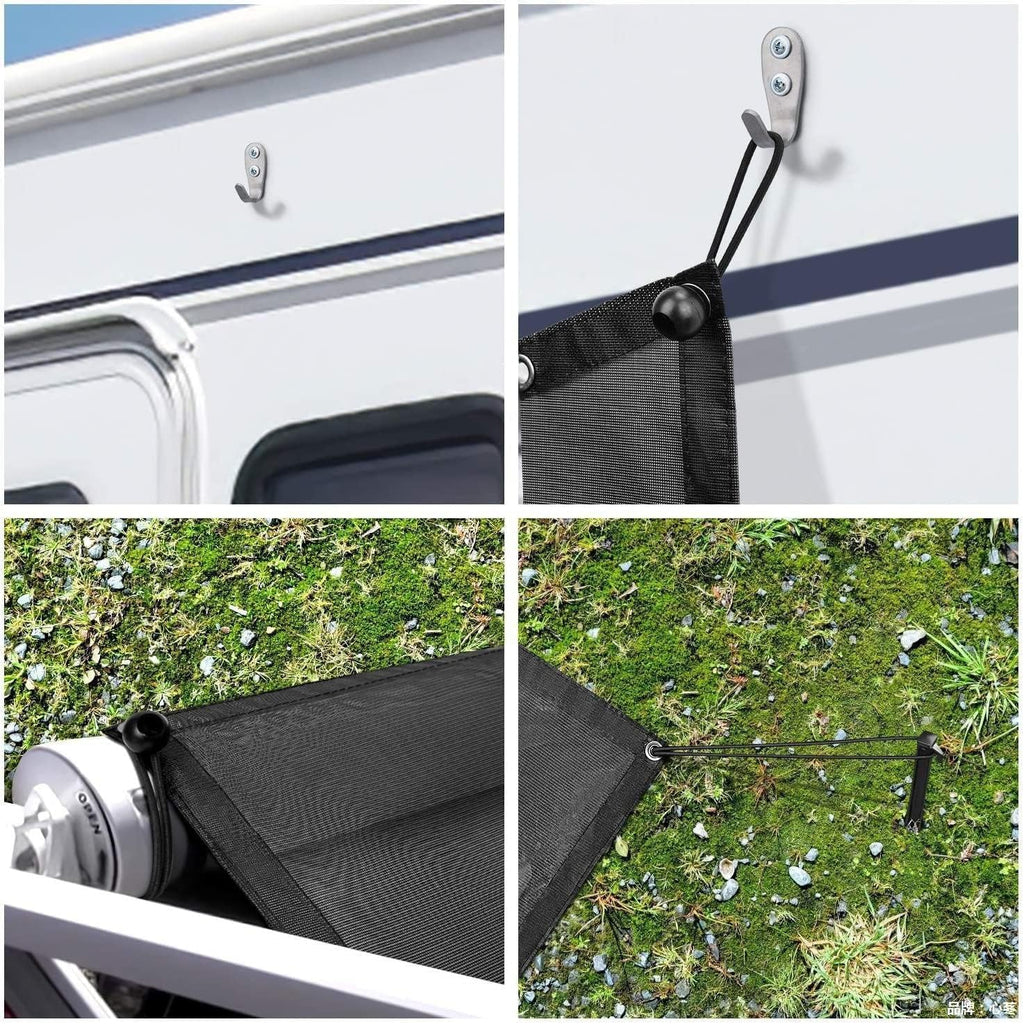 Black Mesh RV Awning Side Sun Shade Screen Kit Pack of 2 M3096
