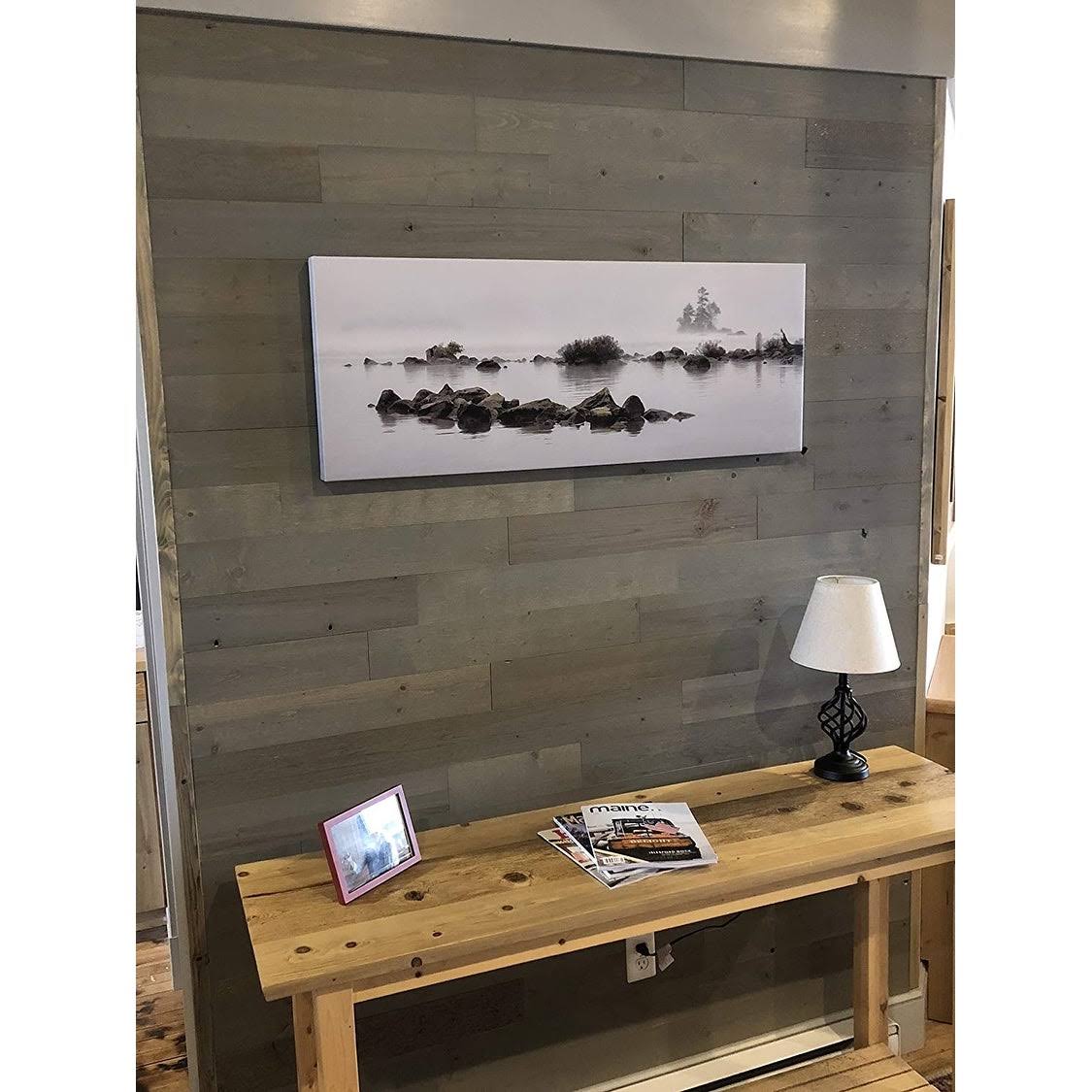 Reclaimed Wooden Wall Planks, Peel and Stick, 5x22 Wide, 10 Sq. ft, Driftwood L949797