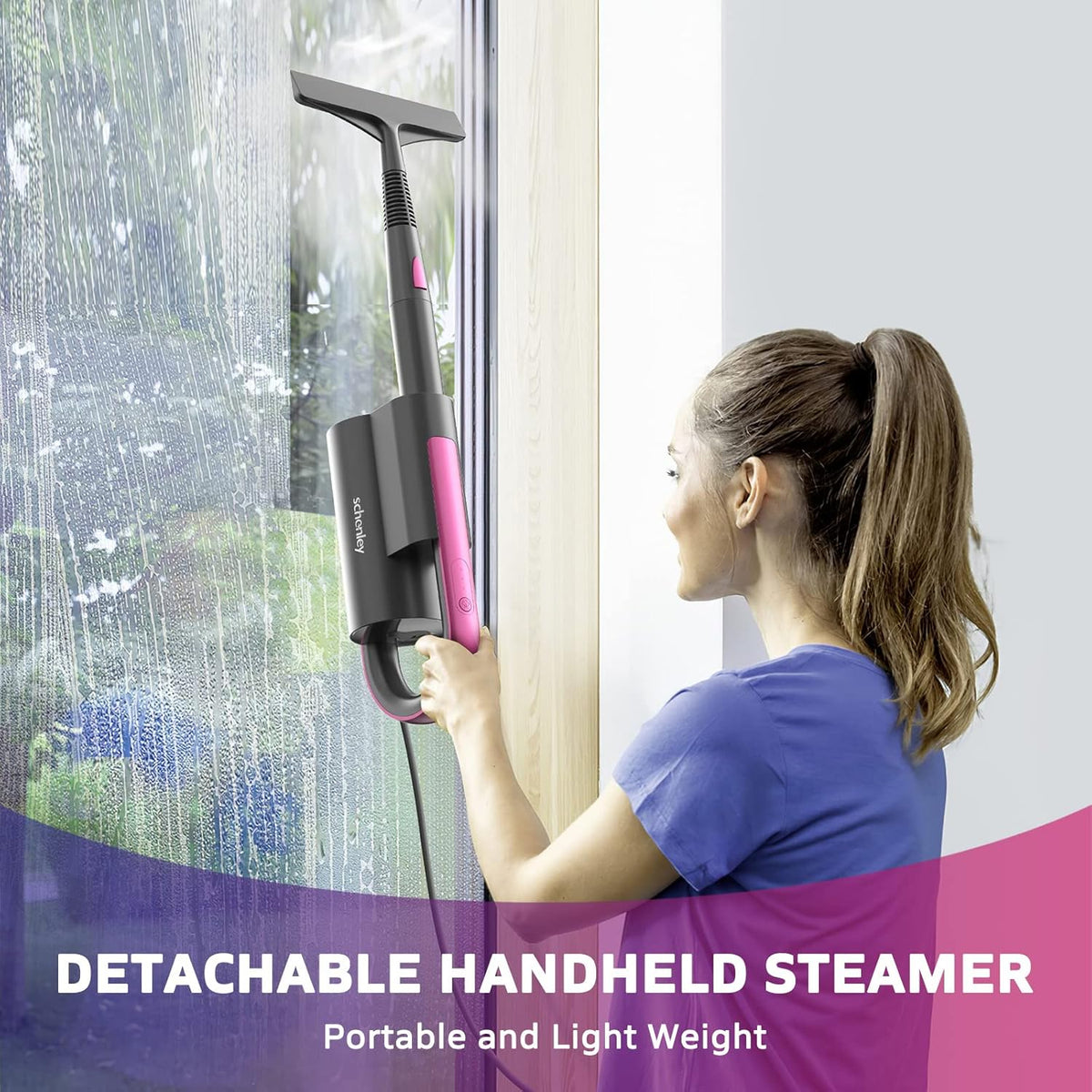 Steam Mop Cleaner with Detachable Handheld Steamer, 7-in-1 Accessories, Washable Microfiber Pads I53713