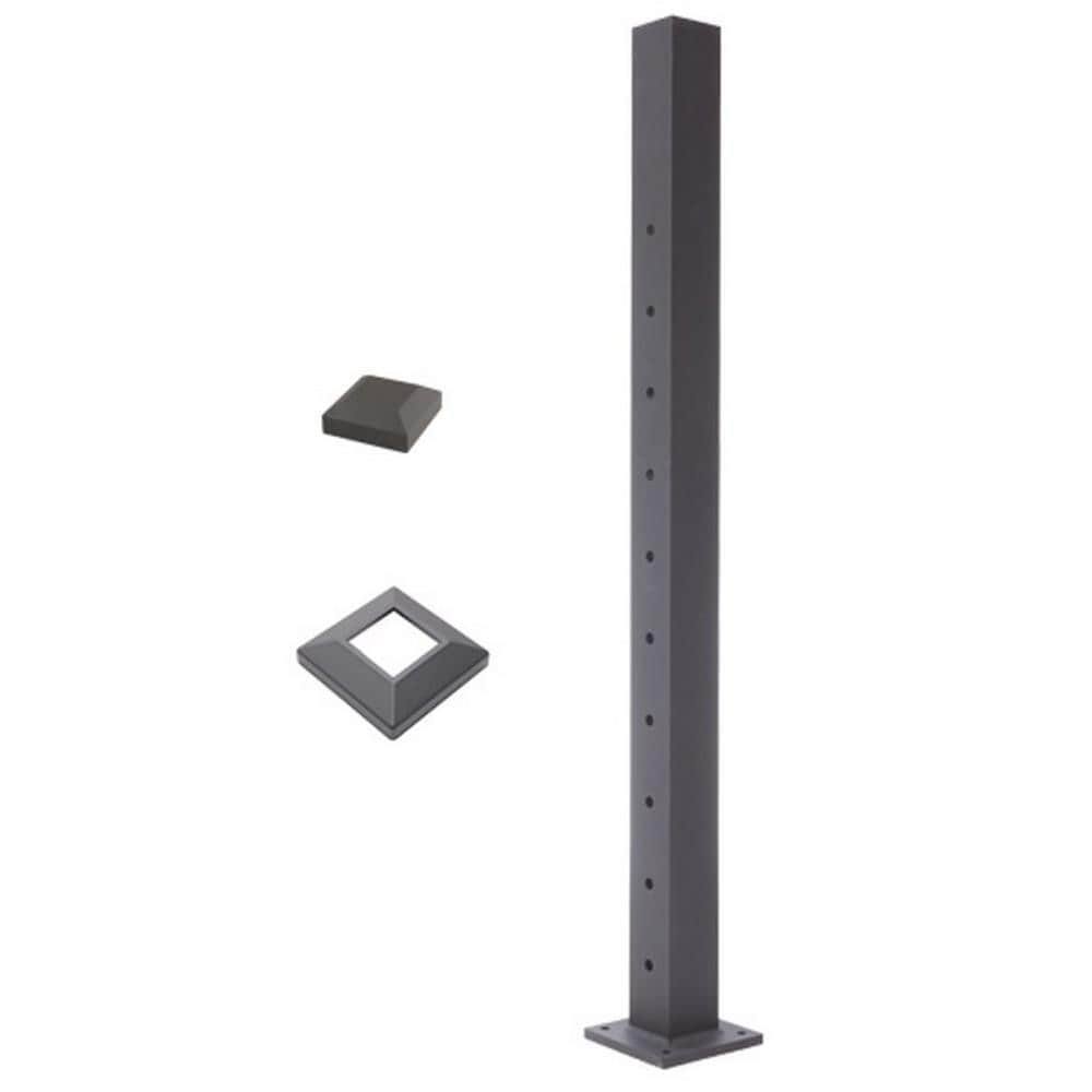 Textured Black Cable Stair Bottom Post G473